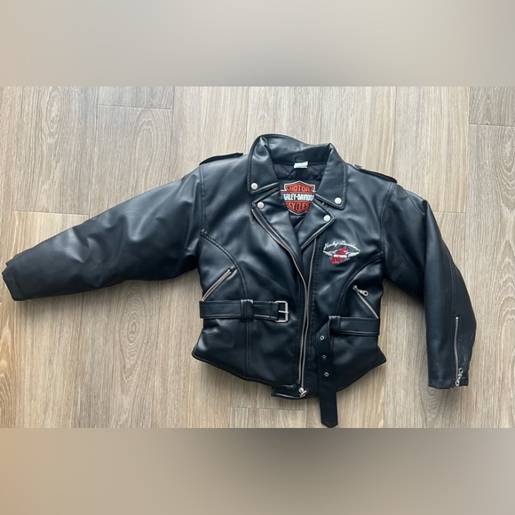 Harley Davidson Biker Faux Leather Motorcycle Jacket Youth Girls Size M - Picture 3 of 7